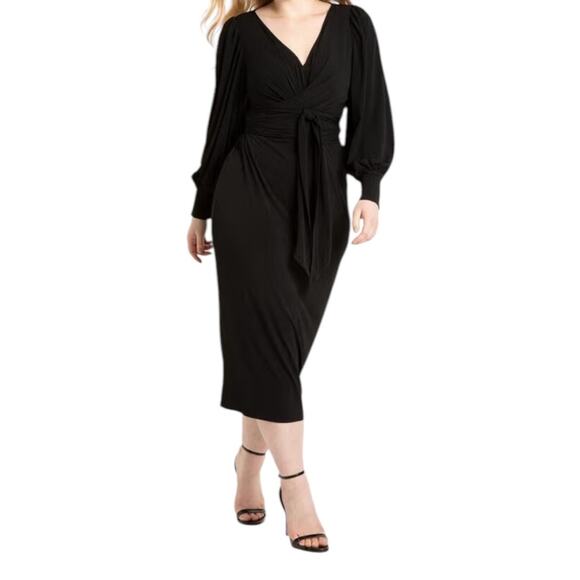 Eloquii dress Cross front midi black size 28 DEFECT - Picture 1 of 8